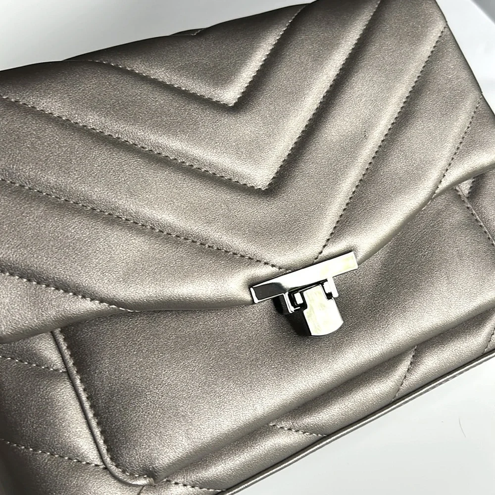 A New Day Quilted Boxy Crossbody Bag Metallic Gray
